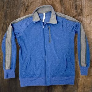 Lululemon Kung Fu Full Zip Training Jacket Heather Blue Gray Herringbone Mens XL